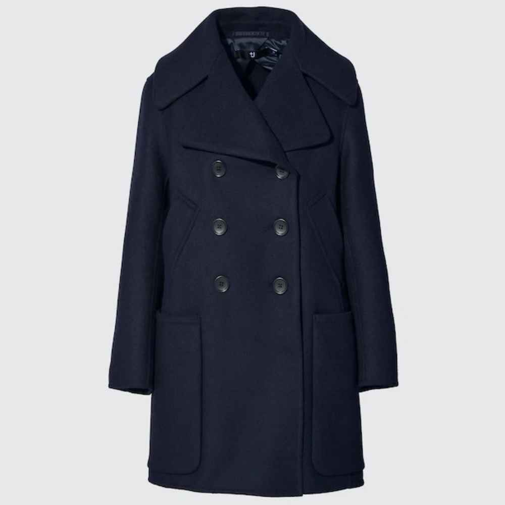 Uniqlo +J Women Double-breasted Peacoat with Double-face wool-blend fabric